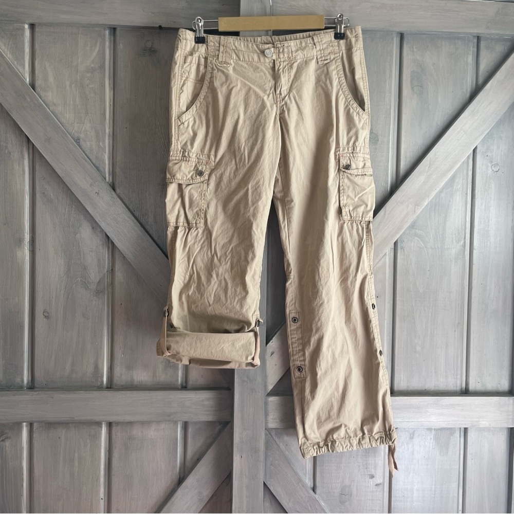 AERO Y2k Cargo Tan Pant rolled up Capri Size 7/8 short